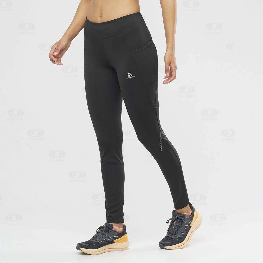 Black Women's Salomon CROSS RUN 28'' Running Tights | USA-A2277