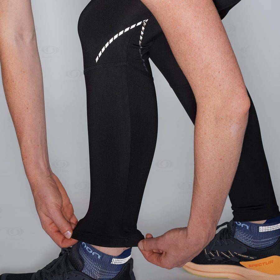 Black Women's Salomon CROSS RUN 28'' Running Tights | USA-A2277