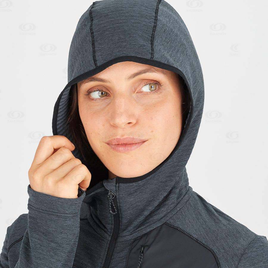 Black Women's Salomon ESSENTIAL LIGHTWARM HOODED Hoodie | USA-W1030