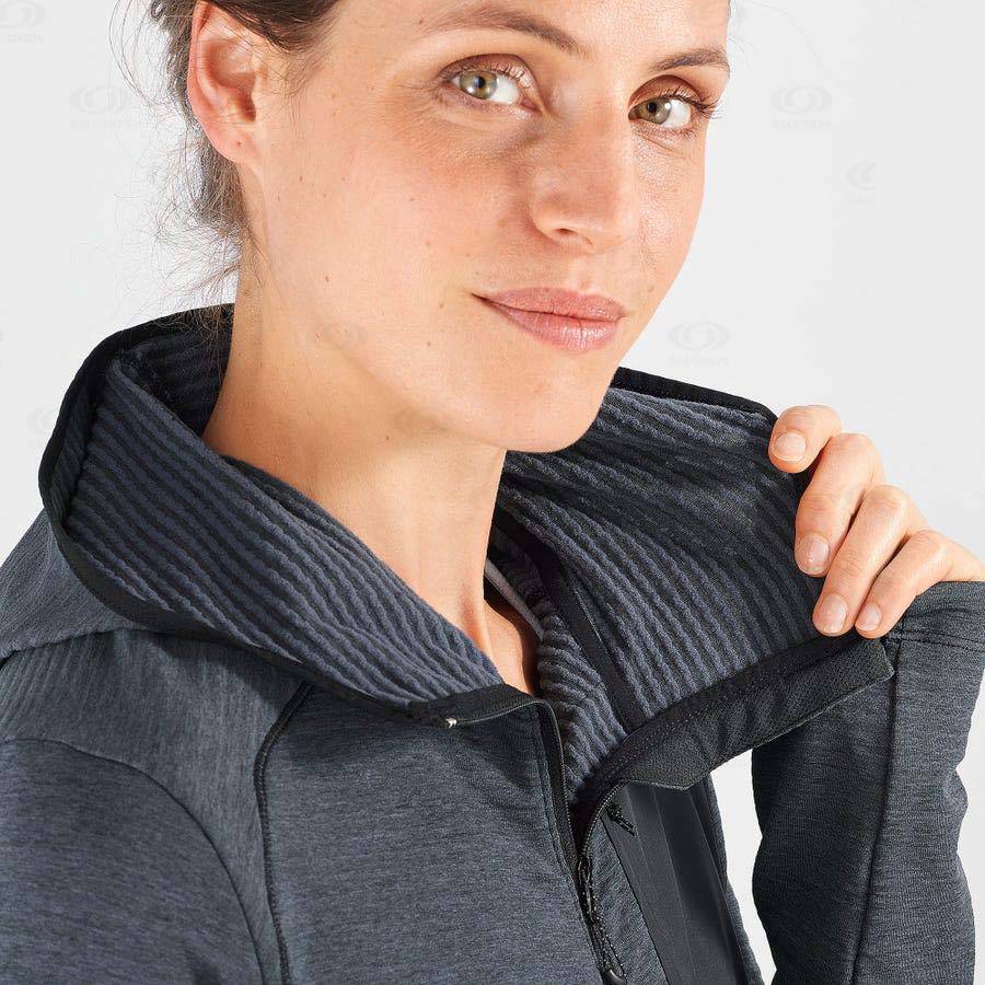 Black Women's Salomon ESSENTIAL LIGHTWARM HOODED Hoodie | USA-W1030