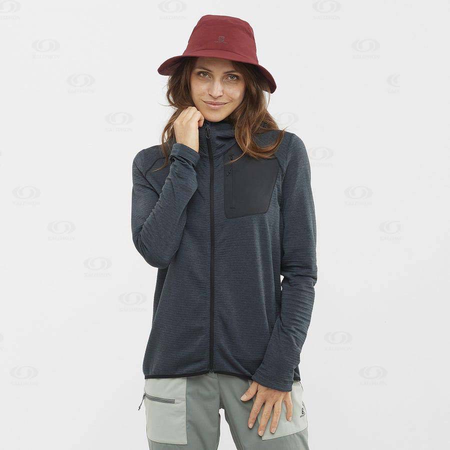 Black Women's Salomon ESSENTIAL LIGHTWARM HOODED Hoodie | USA-W1030