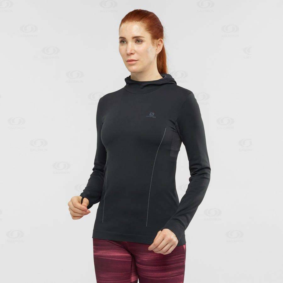 Black Women's Salomon ESSENTIAL SEAMLESS Hoodie | USA-M1069