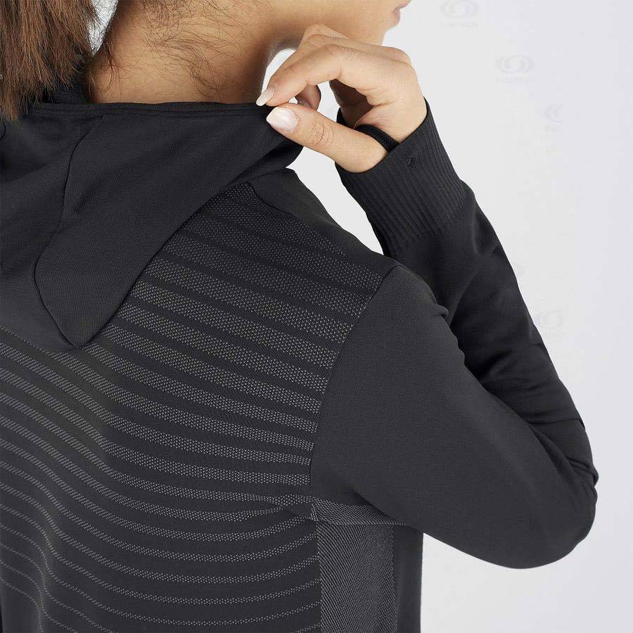 Black Women's Salomon ESSENTIAL SEAMLESS Hoodie | USA-M1069