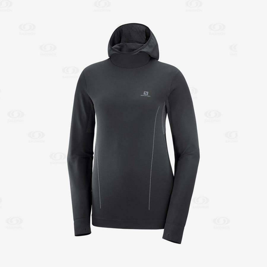 Black Women\'s Salomon ESSENTIAL SEAMLESS Hoodie | USA-M1069