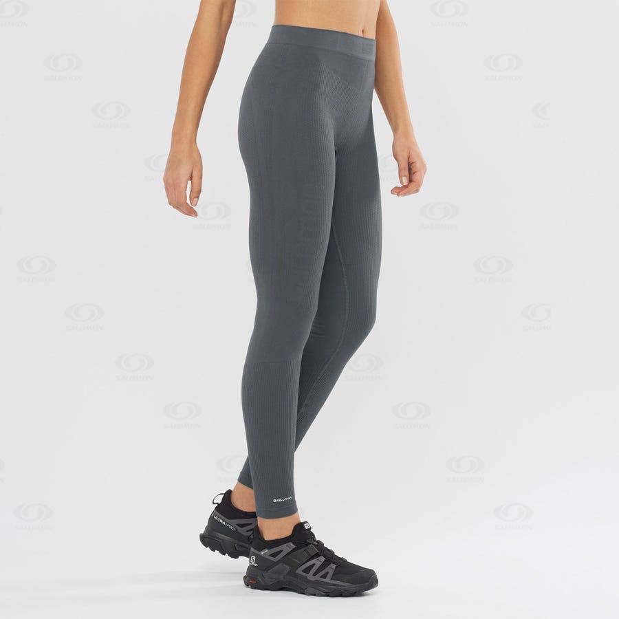 Black Women's Salomon ESSENTIAL SEAMLESS Running Tights | USA-O2055