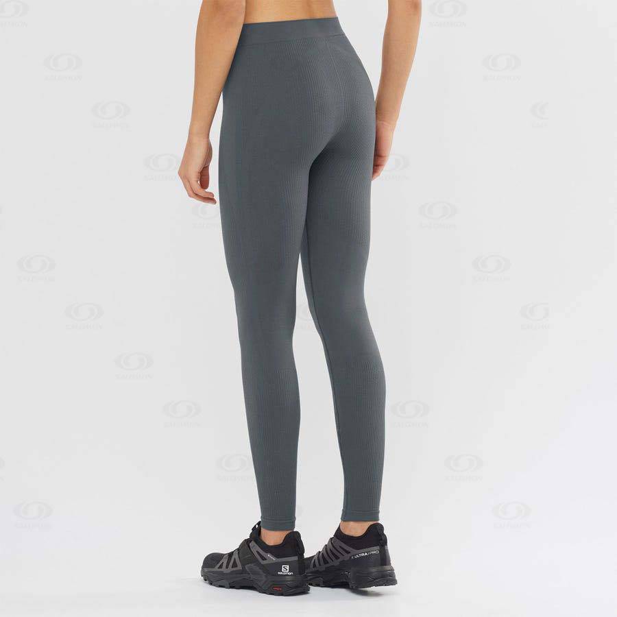 Black Women's Salomon ESSENTIAL SEAMLESS Running Tights | USA-O2055