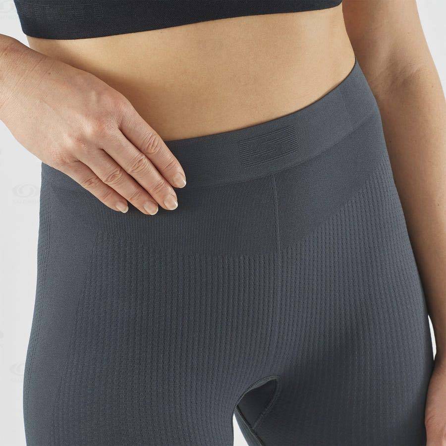 Black Women's Salomon ESSENTIAL SEAMLESS Running Tights | USA-O2055