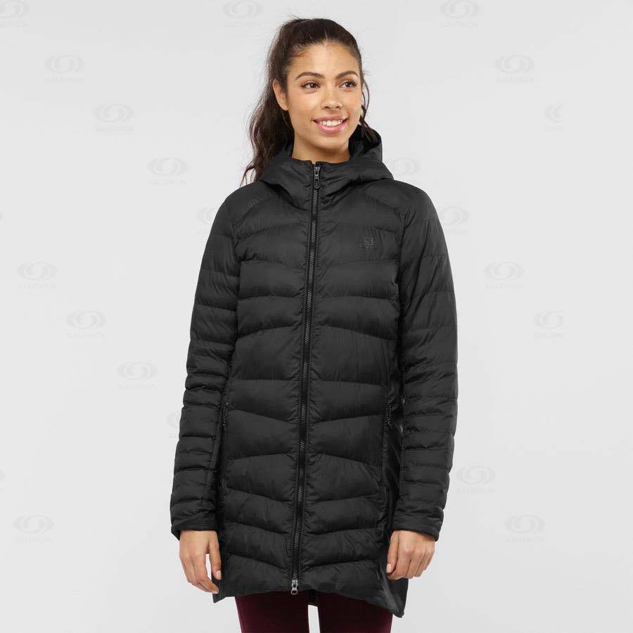 Black Women's Salomon ESSENTIAL XWARM LONG Insulated Jackets | USA-S1646