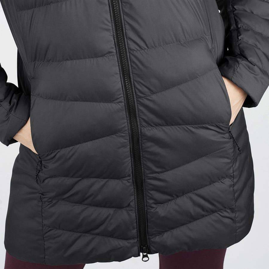 Black Women's Salomon ESSENTIAL XWARM LONG Insulated Jackets | USA-S1646