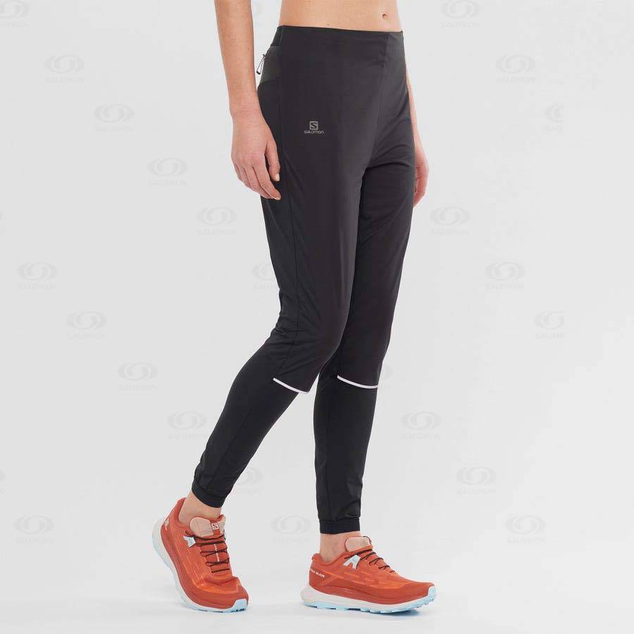 Black Women's Salomon LIGHT SHELL Running Tights | USA-W1670