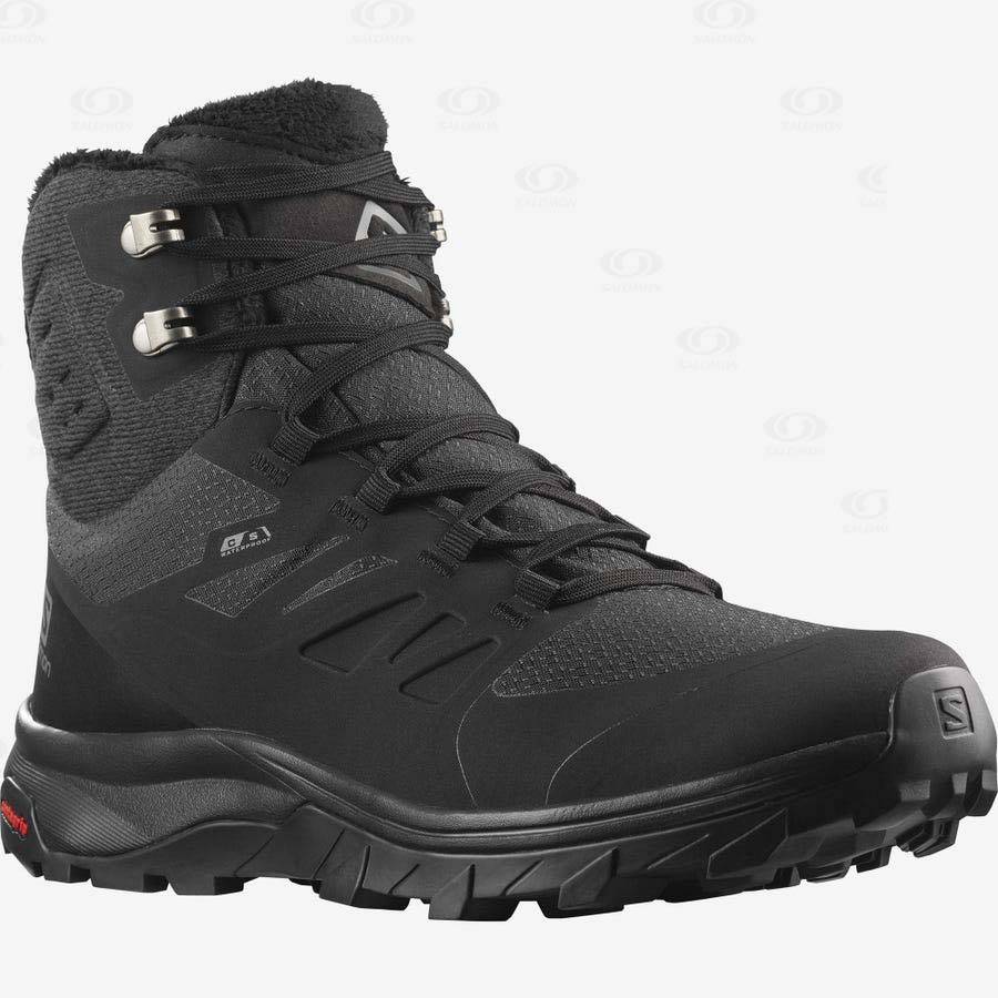 Black Women's Salomon OUTBLAST THINSULATE™ CLIMASALOMON™ WATERPROOF Hiking Boots | USA-N2058