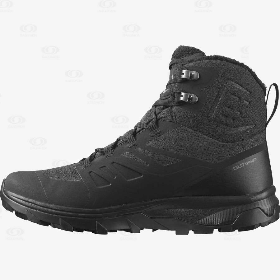 Black Women's Salomon OUTBLAST THINSULATE™ CLIMASALOMON™ WATERPROOF Hiking Boots | USA-N2058