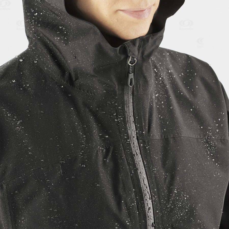 Black Women's Salomon OUTLINE GORE-TEX 2.5L Waterproof Jackets | USA-N1722