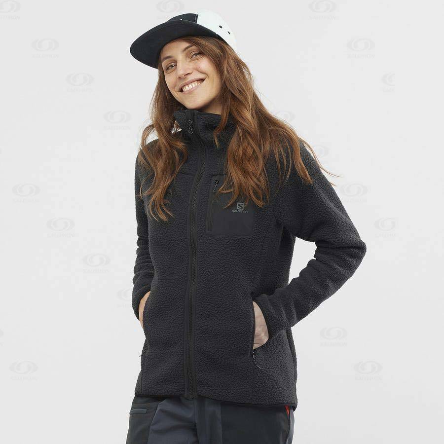 Black Women's Salomon OUTLINE WARM TEDDY Hoodie | USA-A1696