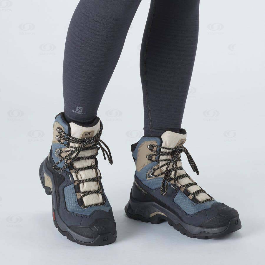 Black Women's Salomon QUEST ELEMENT GORE-TEX Waterproof Shoes | USA-M1314