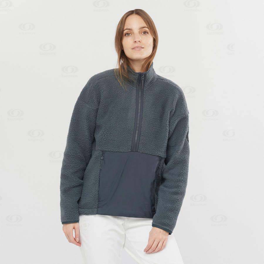 Black Women's Salomon SNOWSHELTER TEDDY Hoodie | USA-S1044