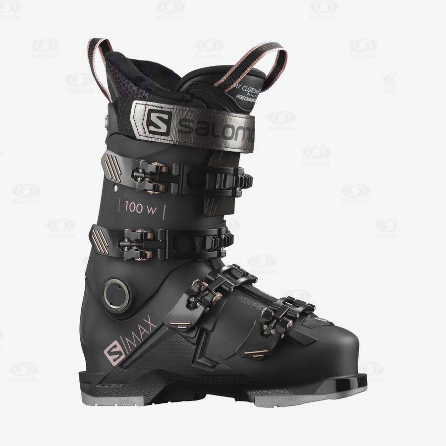 Black Women\'s Salomon S/MAX 100 Ski Boots | USA-A1227