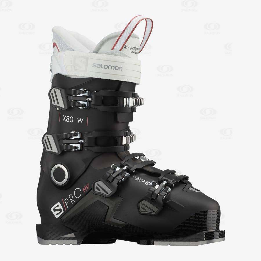 Black Women\'s Salomon S/PRO HV X80 Ski Boots | USA-O1497