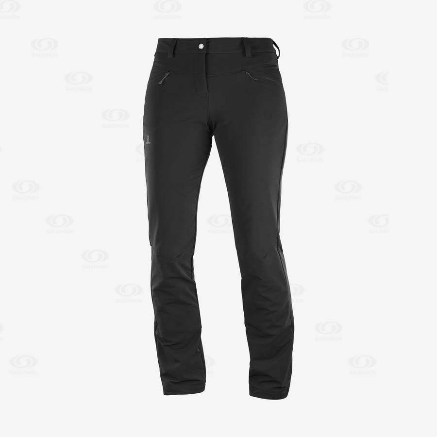 Black Women\'s Salomon WAYFARER STRAIGHT WARM Pants | USA-N1883