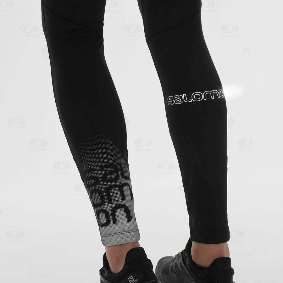 Black Women's Salomon XA WARM Running Tights | USA-S2087