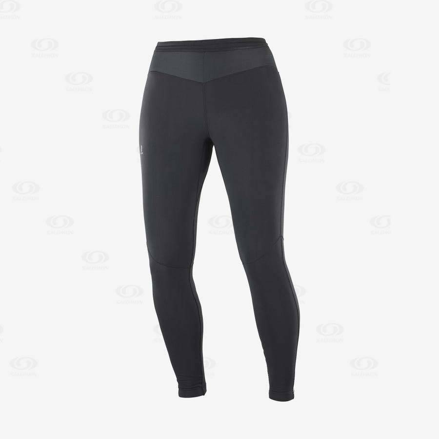 Black Women\'s Salomon XA WARM Running Tights | USA-S2087