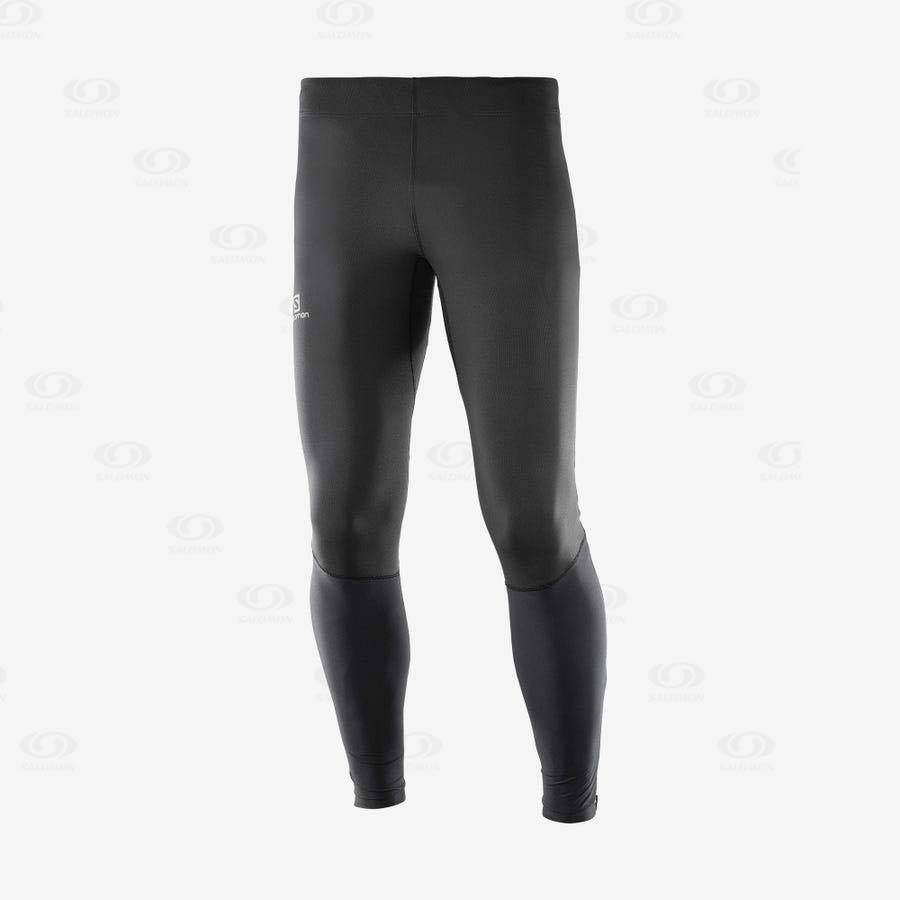 Black / Yellow Men's Salomon AGILE LONG Running Tights | USA-L1270