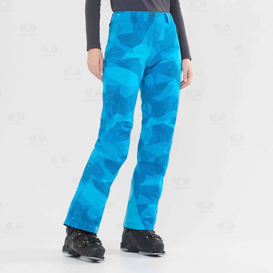 Blue / Black Women's Salomon THE BRILLIANT Ski Pants | USA-O2622