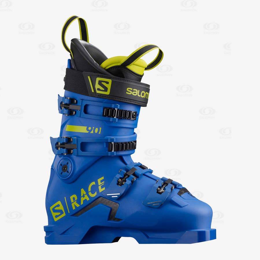 Blue / Green / Black Kids\' Salomon S/RACE 90 Ski Boots | USA-M1496