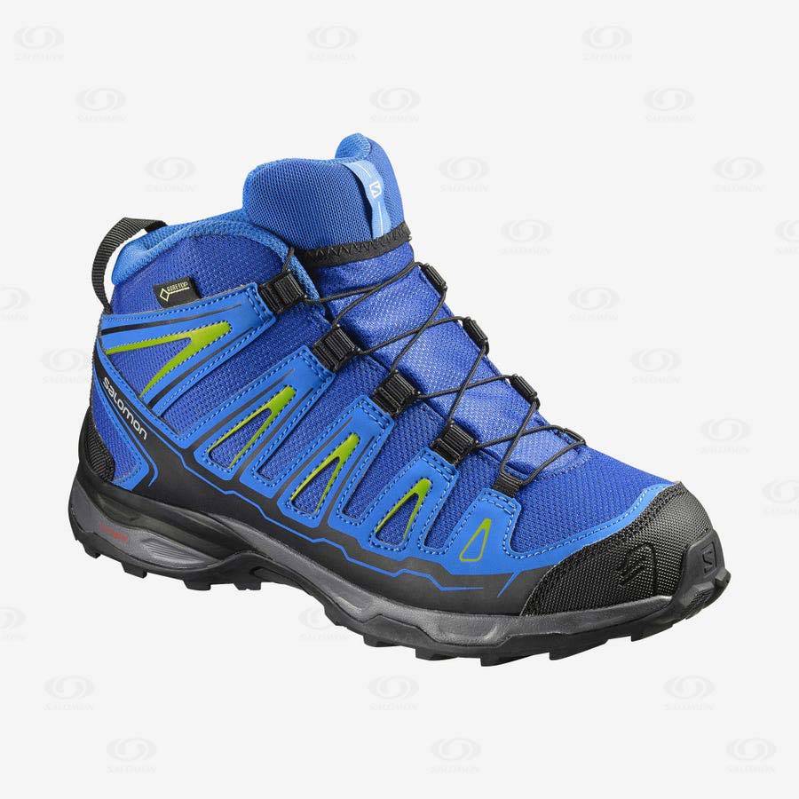 Blue Kids\' Salomon X-ULTRA MID GORE-TEX Hiking Shoes | USA-L1109