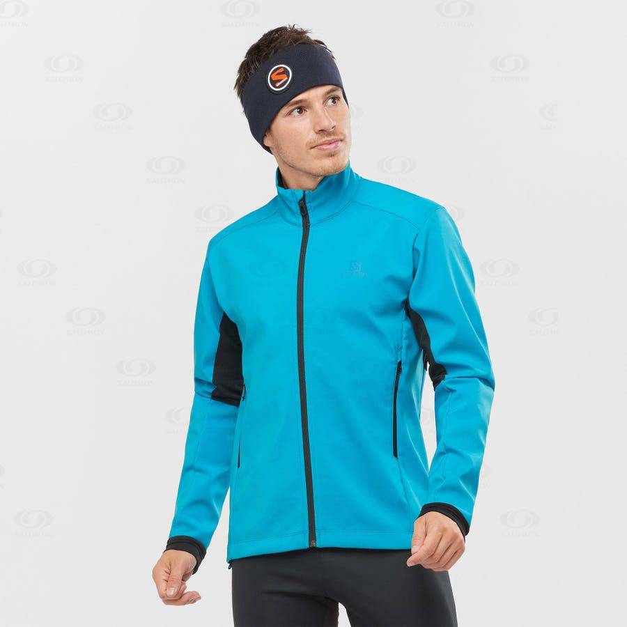 Blue Men's Salomon AGILE SOFTSHELL Softshell Jackets | USA-L2572