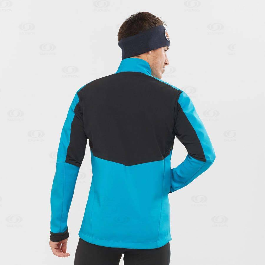 Blue Men's Salomon AGILE SOFTSHELL Softshell Jackets | USA-L2572