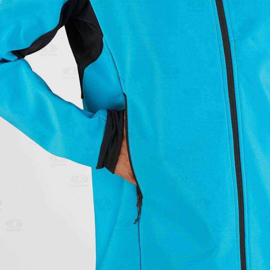 Blue Men's Salomon AGILE SOFTSHELL Softshell Jackets | USA-L2572