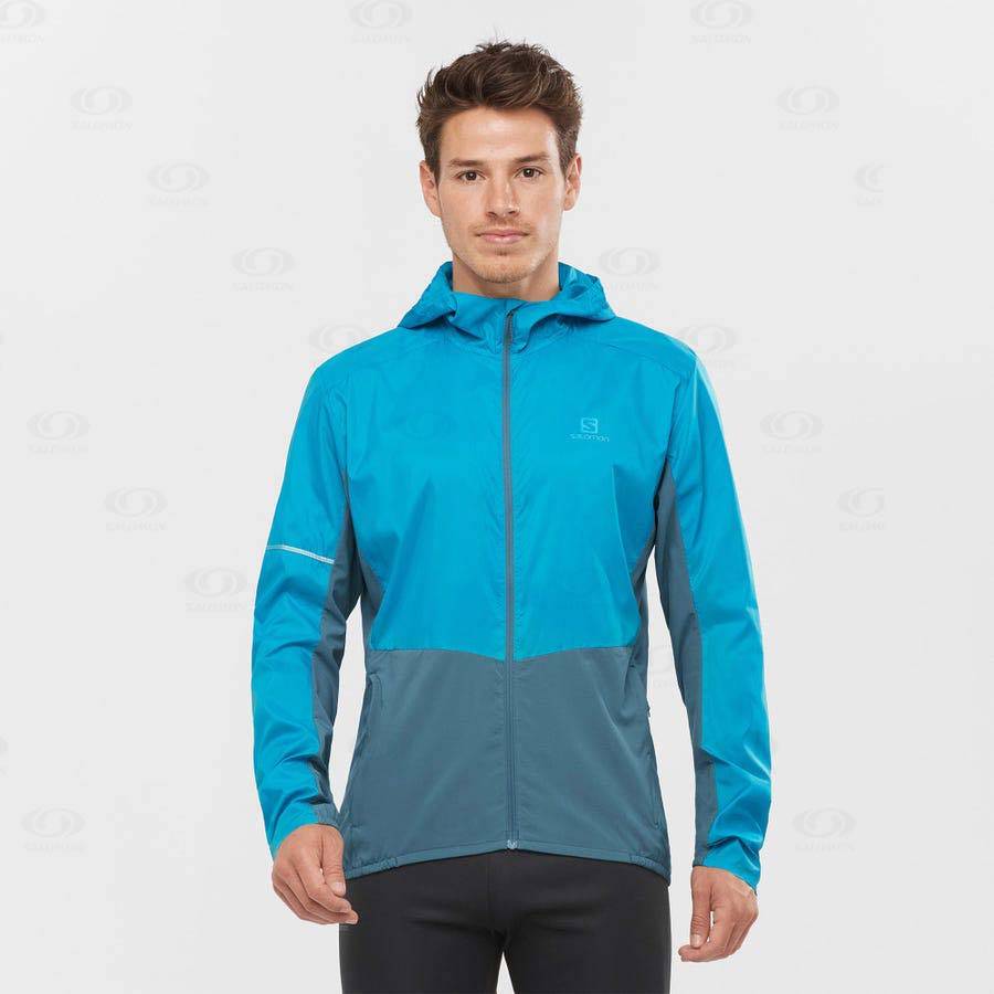 Blue Men's Salomon AGILE WIND Windbreaker | USA-S1170