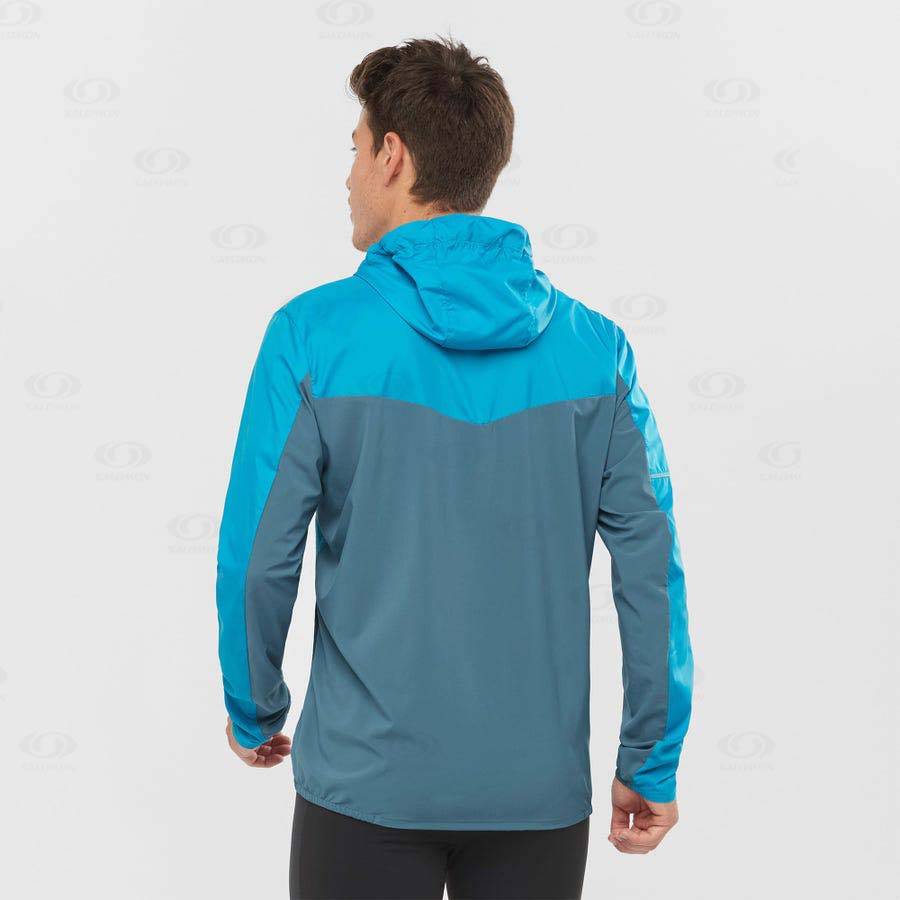 Blue Men's Salomon AGILE WIND Windbreaker | USA-S1170