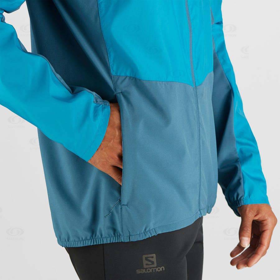 Blue Men's Salomon AGILE WIND Windbreaker | USA-S1170