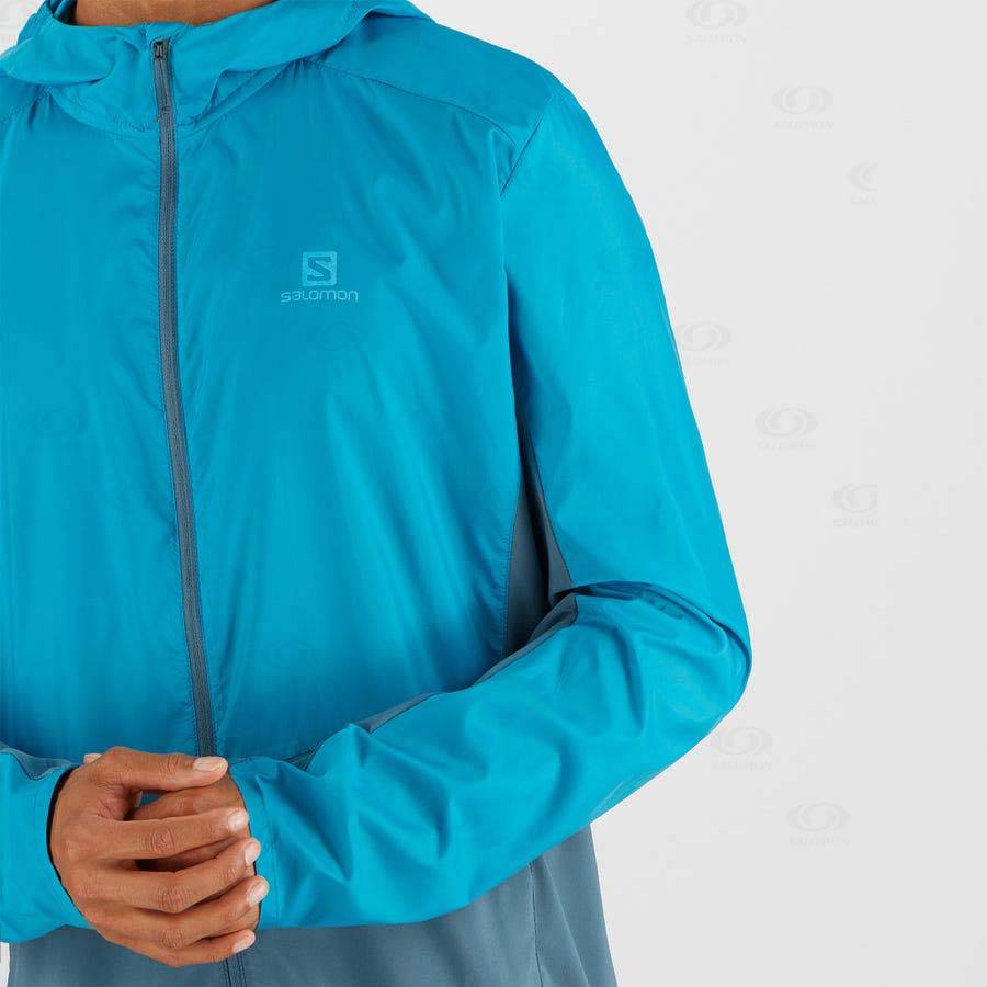 Blue Men's Salomon AGILE WIND Windbreaker | USA-S1170