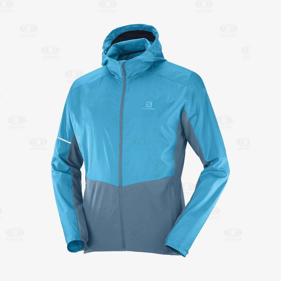 Blue Men\'s Salomon AGILE WIND Windbreaker | USA-S1170