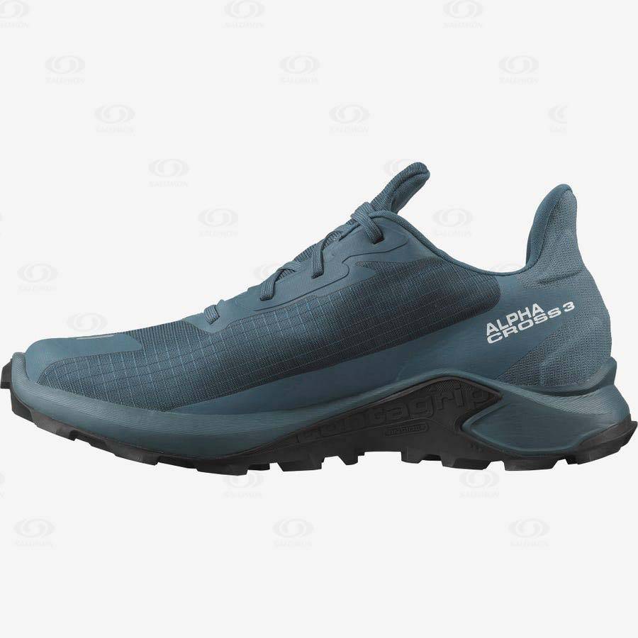 Blue Men's Salomon ALPHACROSS 3 GORE-TEX Waterproof Shoes | USA-W3910