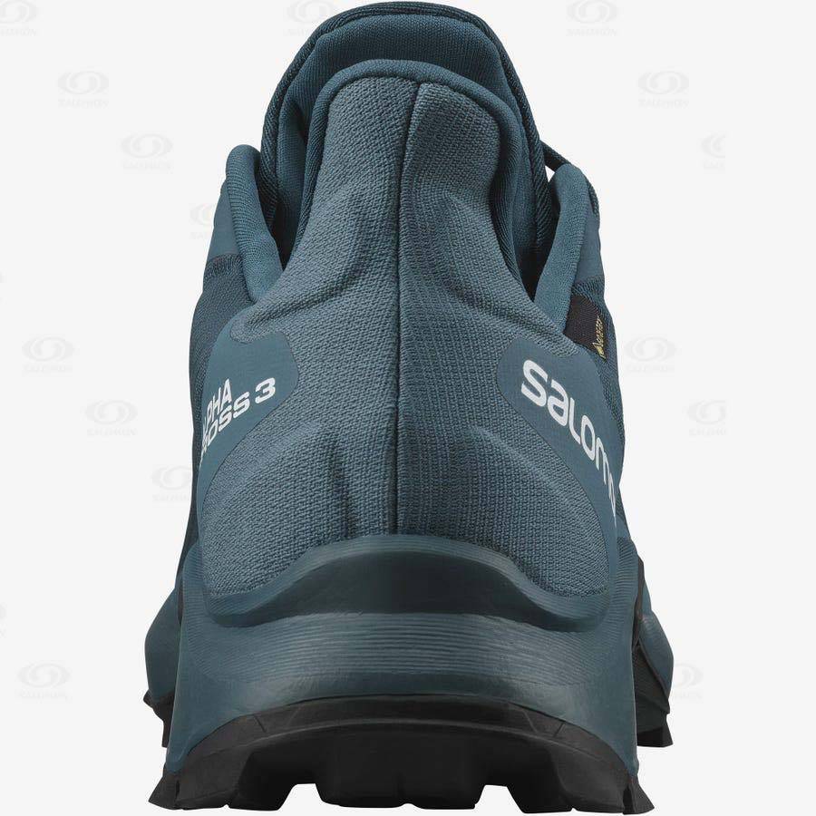 Blue Men's Salomon ALPHACROSS 3 GORE-TEX Waterproof Shoes | USA-W3910