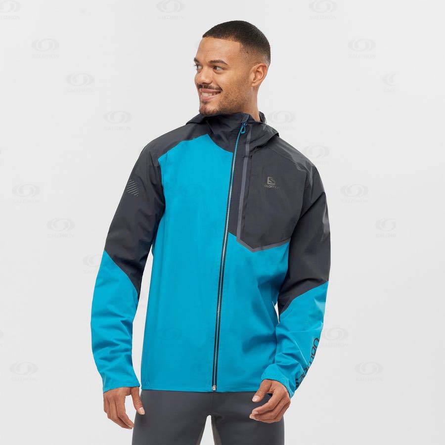 Blue Men's Salomon BONATTI TRAIL Waterproof Jackets | USA-W1940