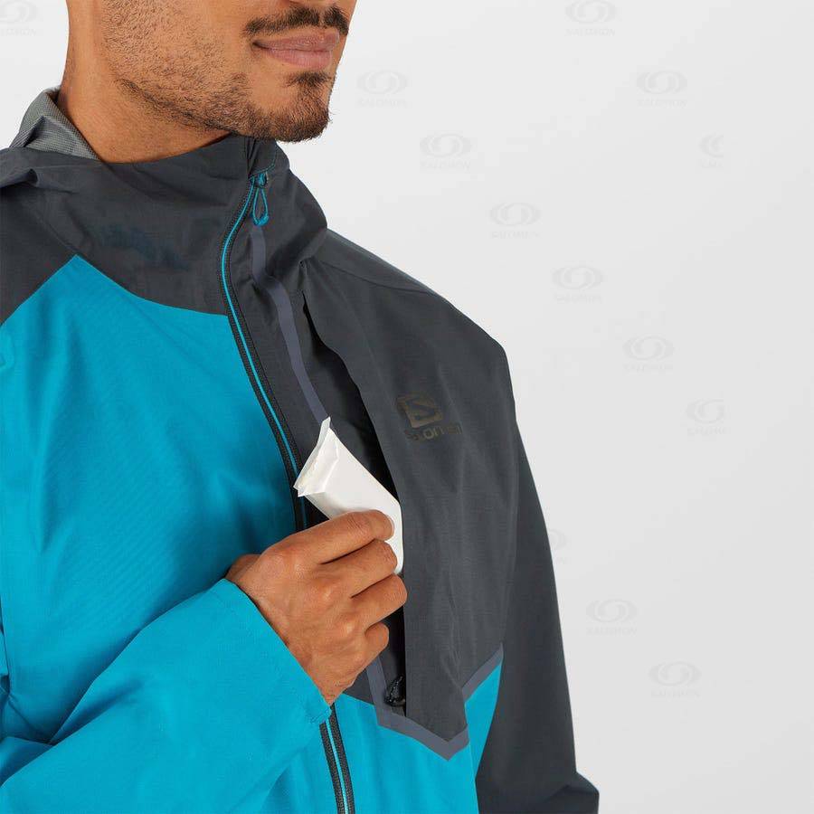 Blue Men's Salomon BONATTI TRAIL Waterproof Jackets | USA-W1940