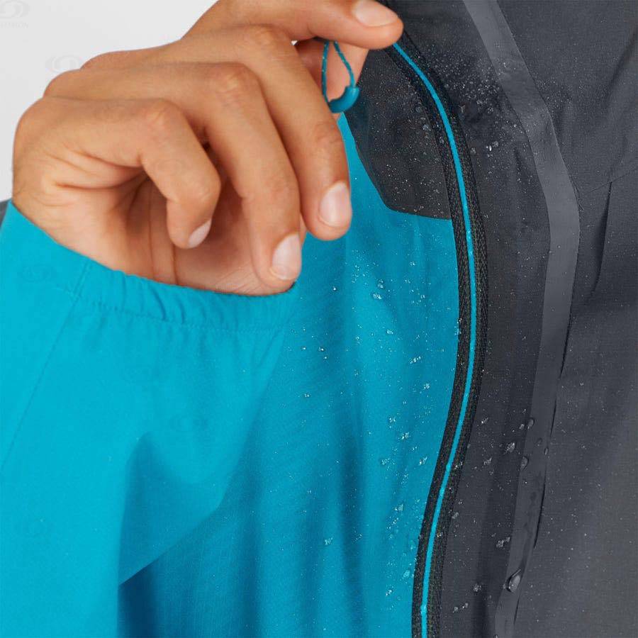 Blue Men's Salomon BONATTI TRAIL Waterproof Jackets | USA-W1940