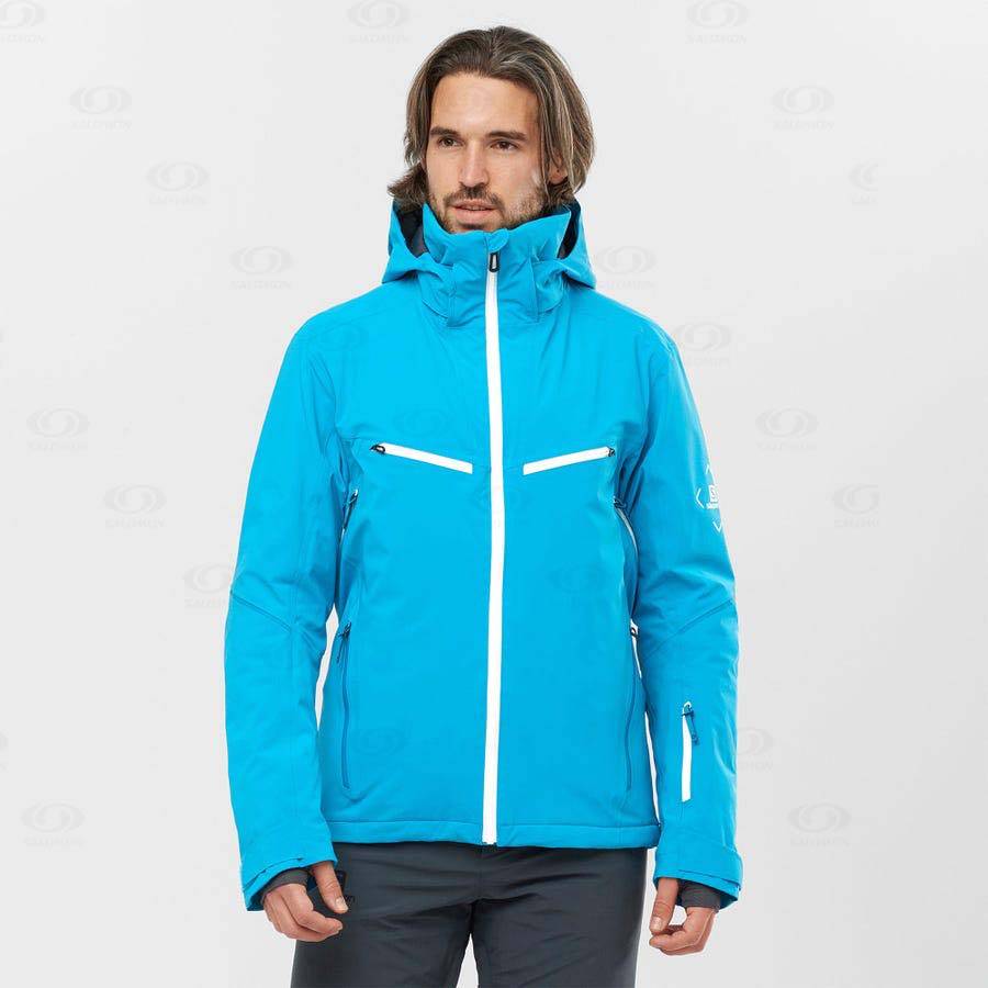 Blue Men's Salomon BRILLIANT Ski Jackets | USA-N1491