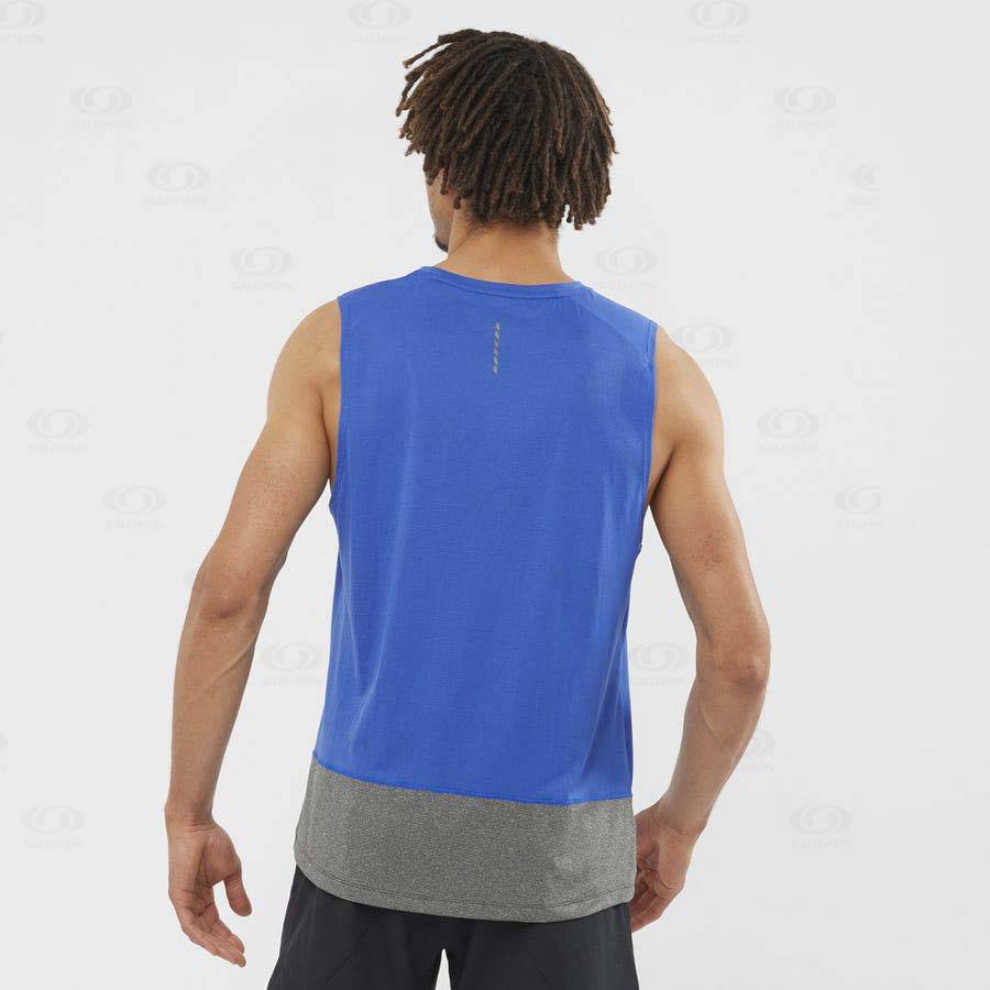 Blue Men's Salomon CROSS RUN T Shirts | USA-N1008