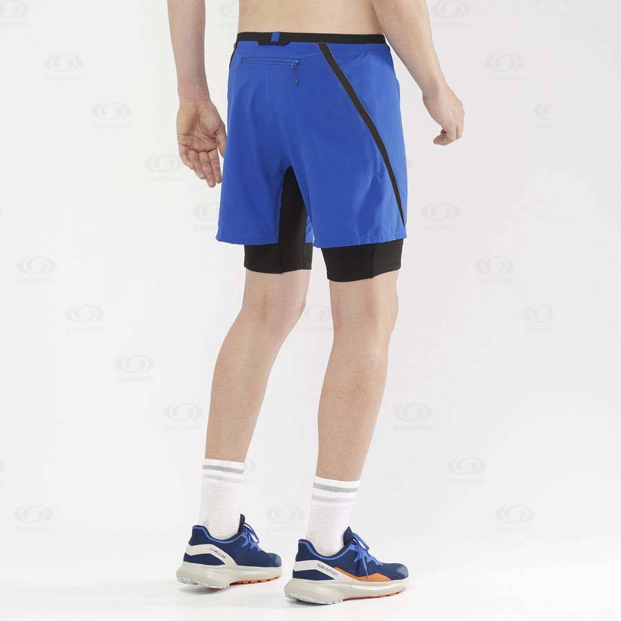 Blue Men's Salomon CROSS TWINSKIN Shorts | USA-M1986