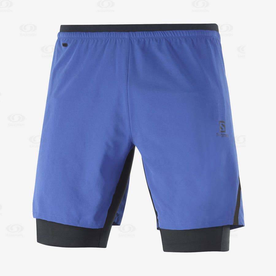 Blue Men's Salomon CROSS TWINSKIN Shorts | USA-M1986