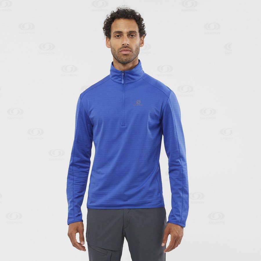 Blue Men's Salomon ESSENTIAL LIGHTWARM Hoodie | USA-O2610