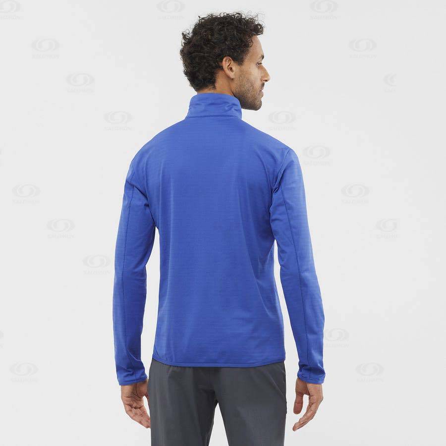 Blue Men's Salomon ESSENTIAL LIGHTWARM Hoodie | USA-O2610