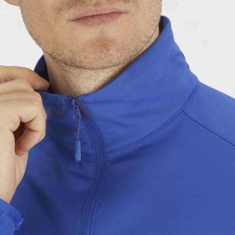 Blue Men's Salomon ESSENTIAL LIGHTWARM Hoodie | USA-O2610