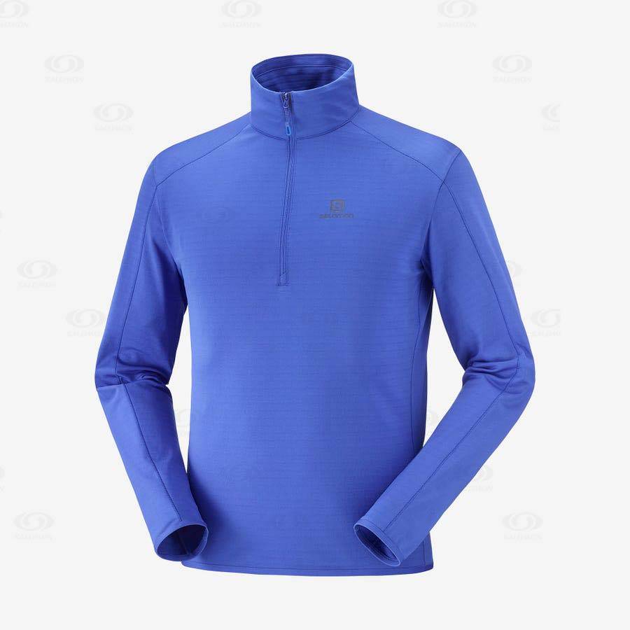 Blue Men\'s Salomon ESSENTIAL LIGHTWARM Hoodie | USA-O2610